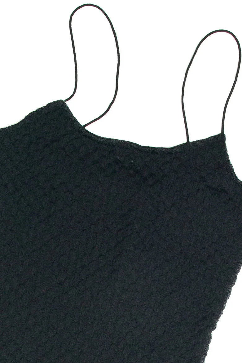 Black Bubble Knit Cami Dress
