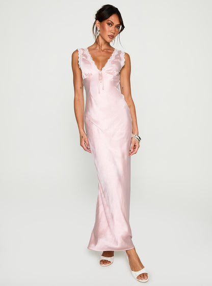 Liliya Lace Maxi Dress Pink
