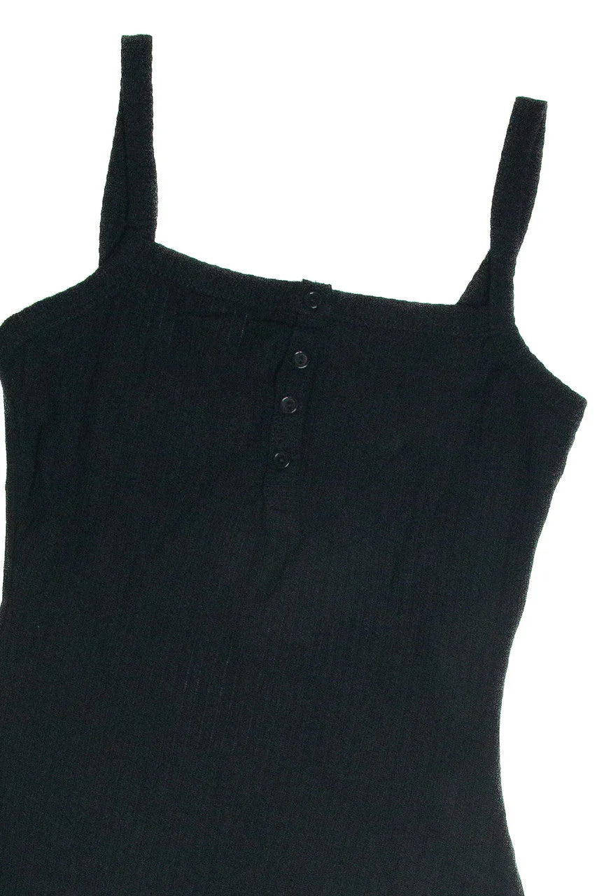 Black Bubble Rib Henley Mini Dress
