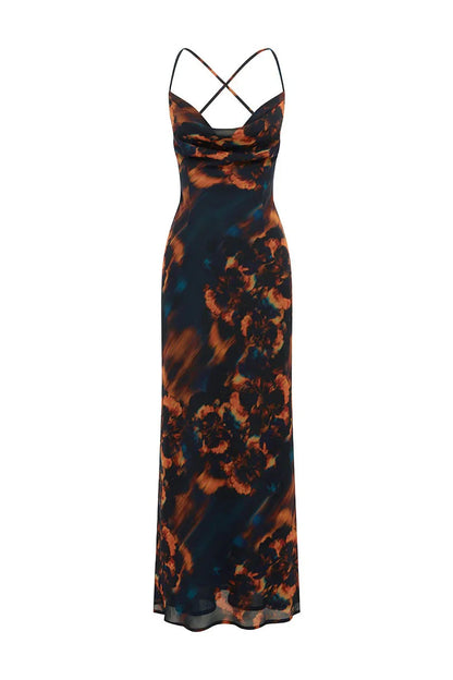 Bridgette Cowl Maxi Dress - Valina Orange