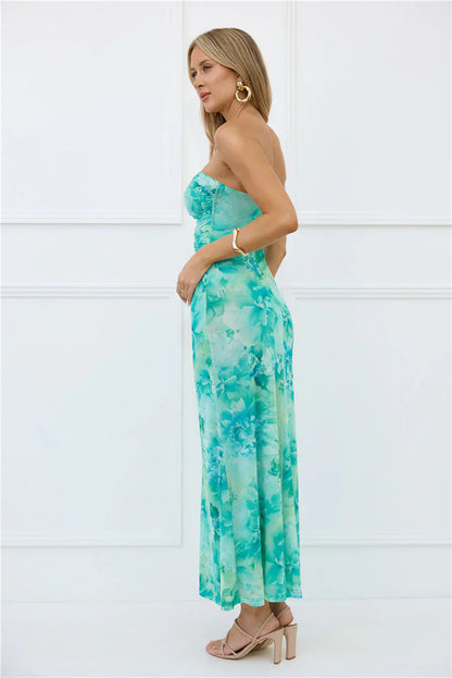 Body Language Strapless Maxi Dress Green
