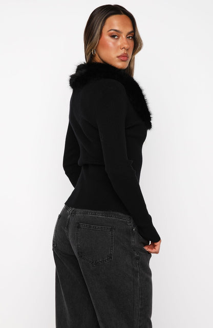 All Bundled Up Knit Cardigan Black