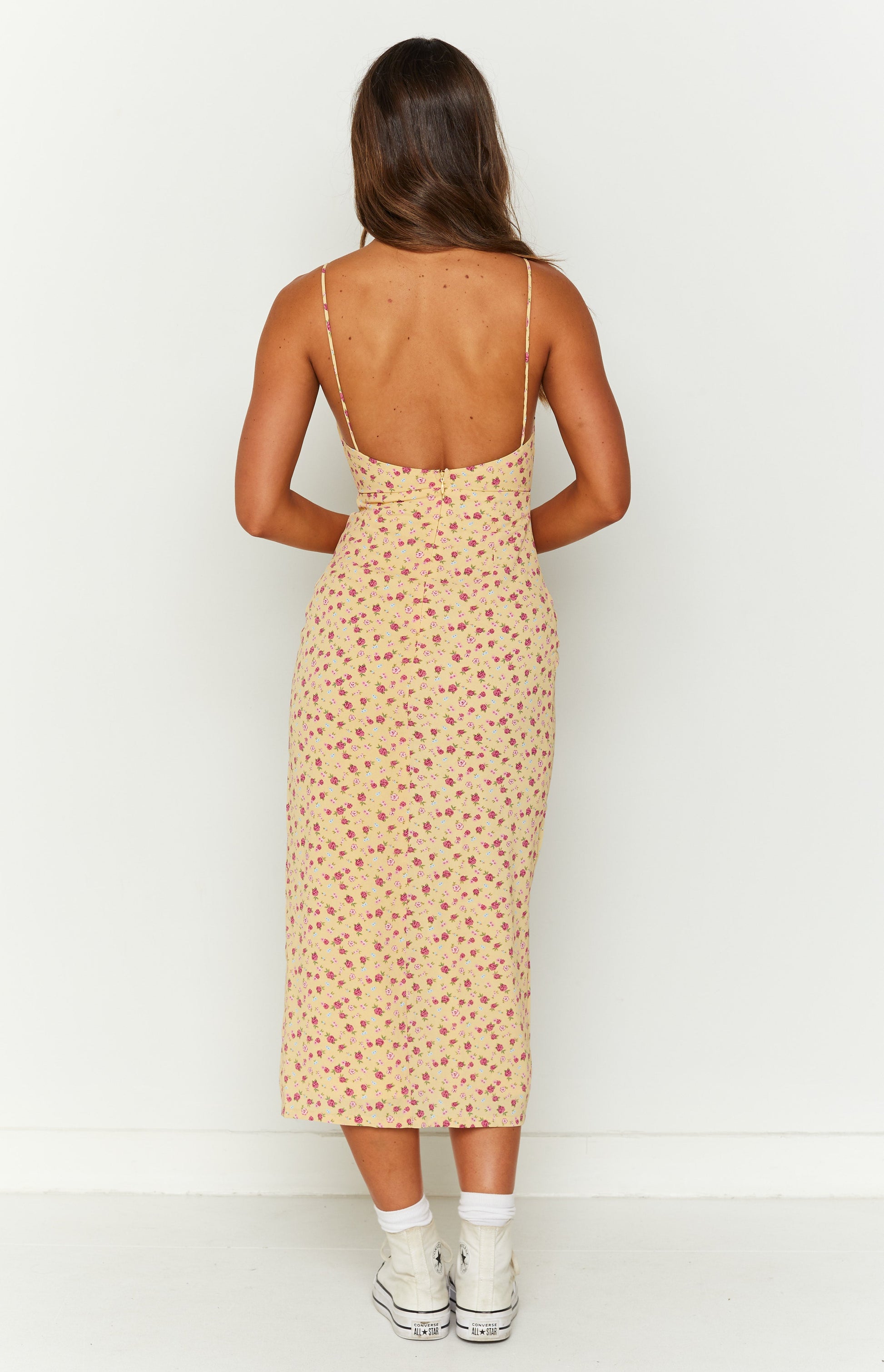 Paloma Yellow Floral Midi Dress