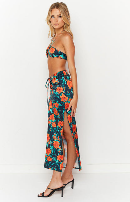 Rani Red Floral Maxi Skirt