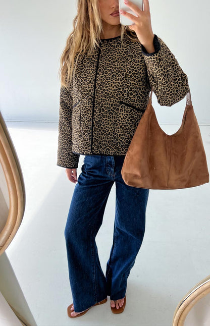 Robbie Leopard Print Quilted Jacket