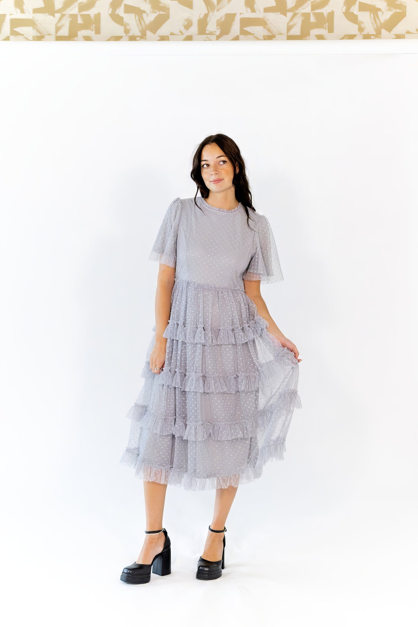 Shannon Tiered Ruffle Skirt Midi Dress