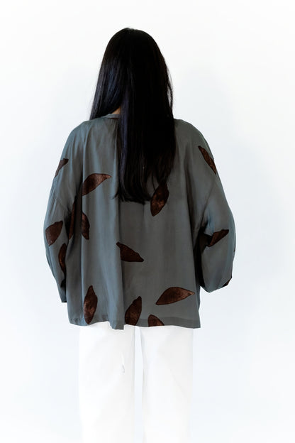 Satin Texture Petal Blouse