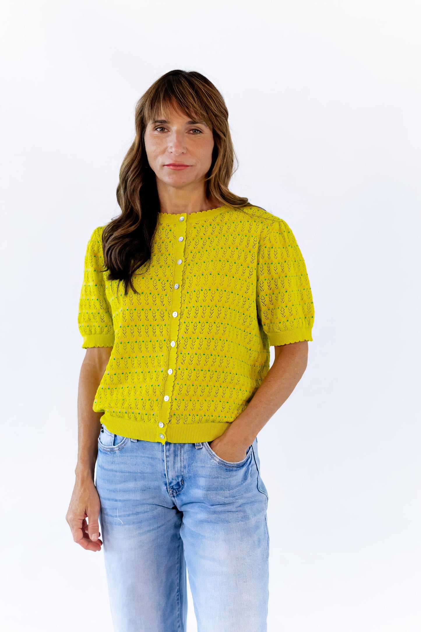 Anessa Pointelle Shirt · Lime