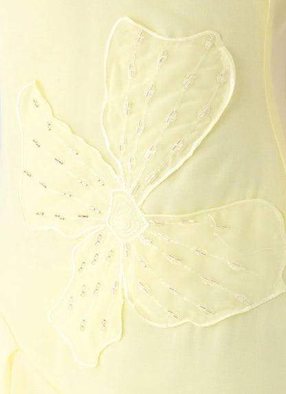 Aysha Beaded Flower Midi Dress - Yellow