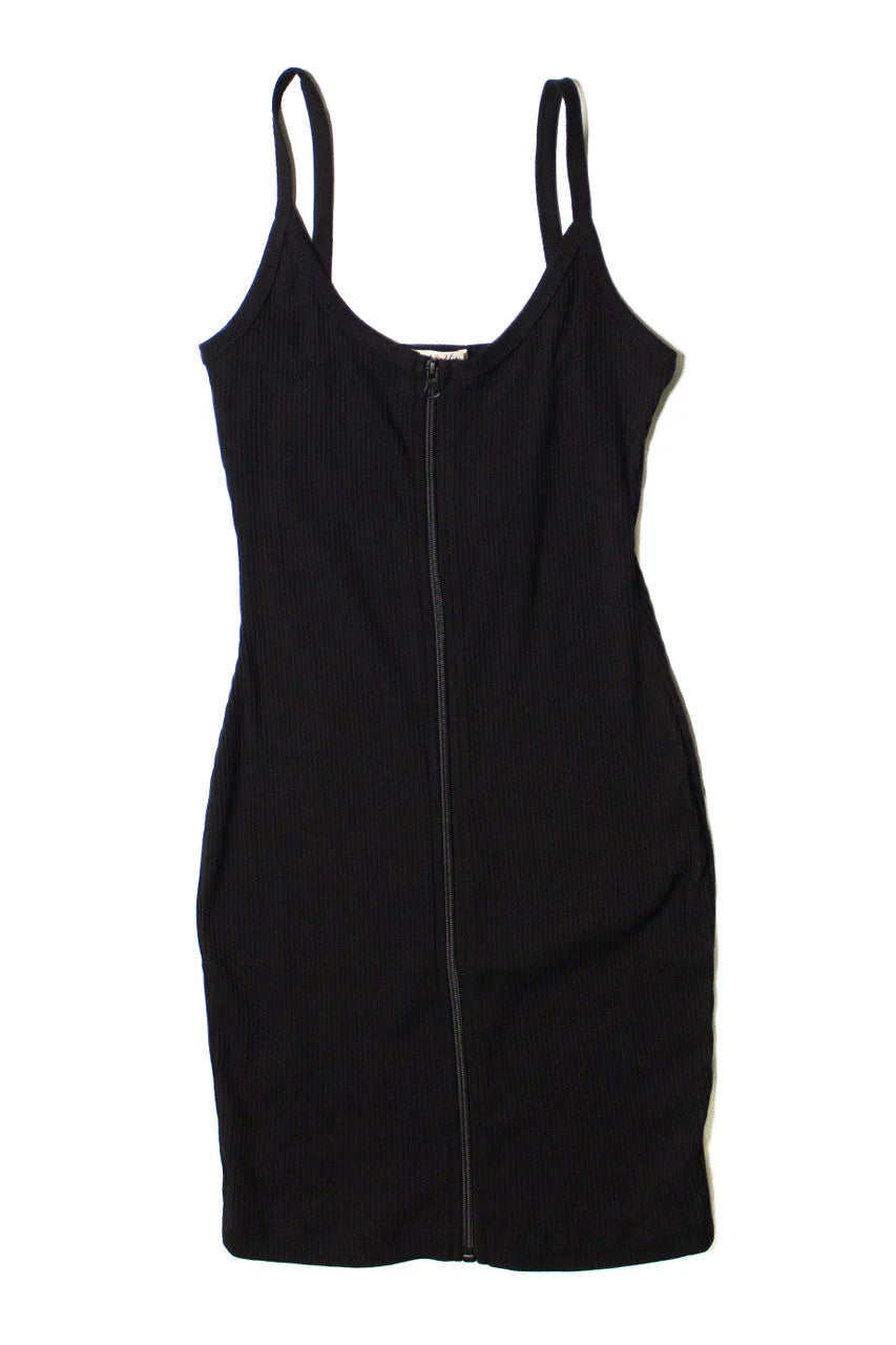 Black Zip Up Cami Dress