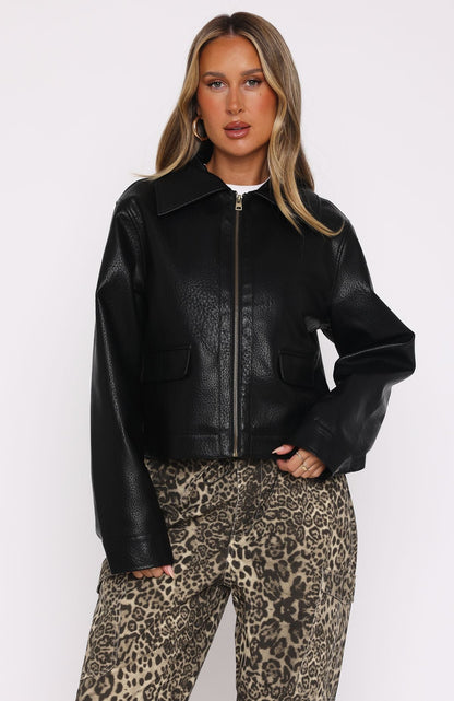 Nobody Told Me PU Jacket Black