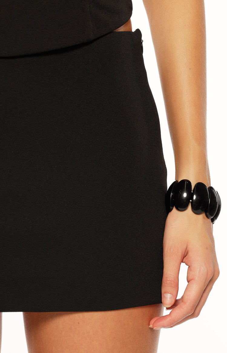 Perla Black Low Waisted Mini Skirt