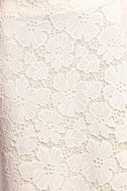 Mika Floral Lace Maxi Skirt - White