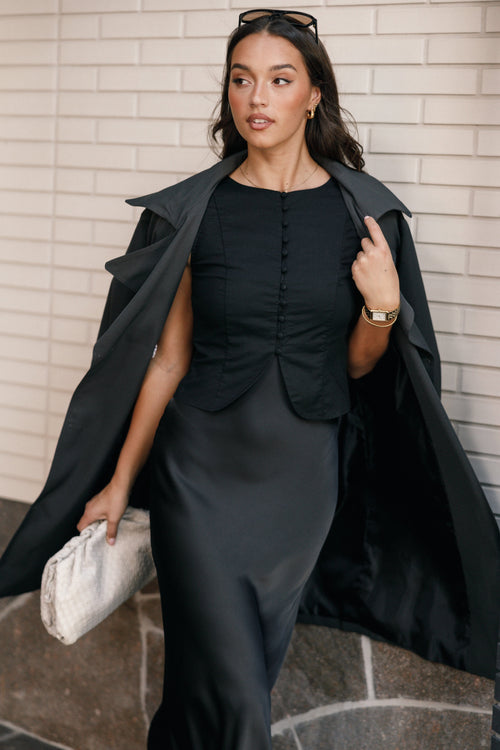 Daniella Linen Vest - Black