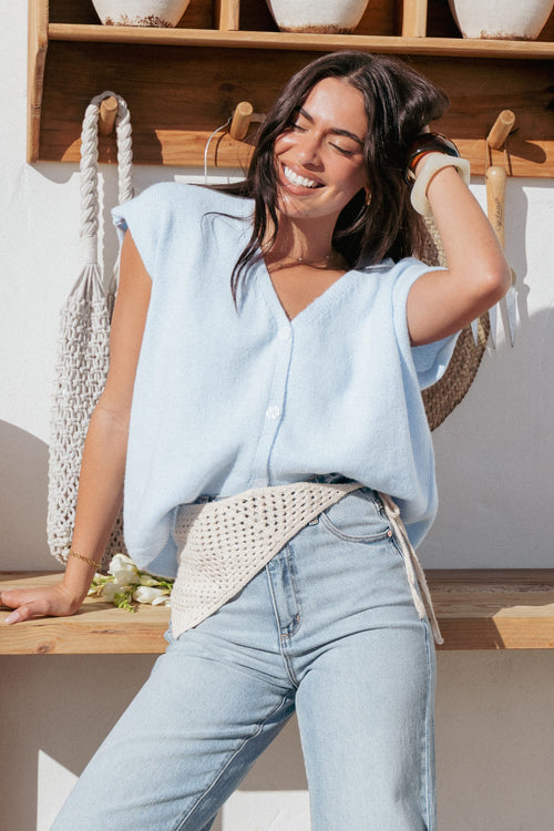 Mariana Knit Vest - Pale Blue