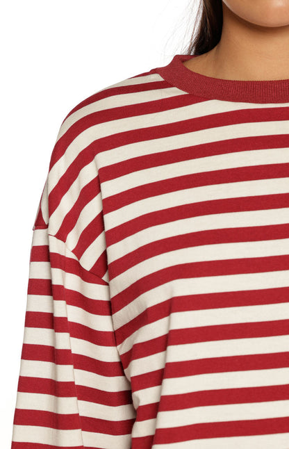So Breezy Burgundy Stripe Long Sleeve Top